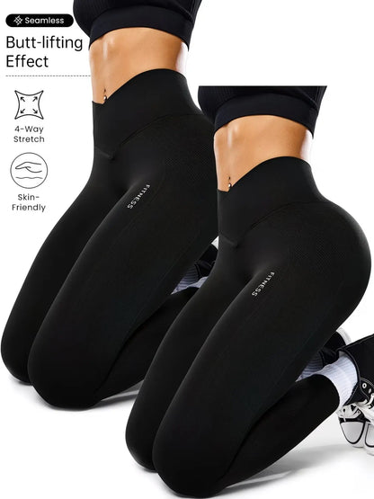 Women'S High Elasticity Yoga Pants, High Waist Leggings, High Stretch Leggings, Knitted Sports Pants, All Seasons Gym Wear, Comfortable & Flexible, Ideal for Fitness & Casual Use