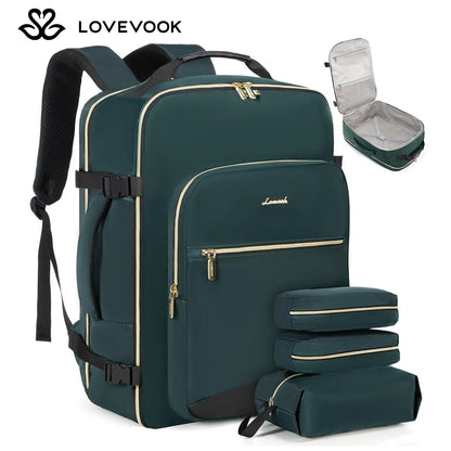LOVEVOOK Travel Backpack for Women & Men as Personal Item Flight Approved,Large Capacity Carry on Backpack with 3 Packing Cubes and Laptop Compartment,Organized Daypack Stylish Casual Daypack ,Weekender Bag for Hiking,Overnight,Tiktokshopbacktoschool