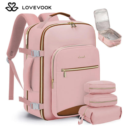 LOVEVOOK Travel Backpack for Women & Men as Personal Item Flight Approved,Large Capacity Carry on Backpack with 3 Packing Cubes and Laptop Compartment,Organized Daypack Stylish Casual Daypack ,Weekender Bag for Hiking,Overnight,Tiktokshopbacktoschool