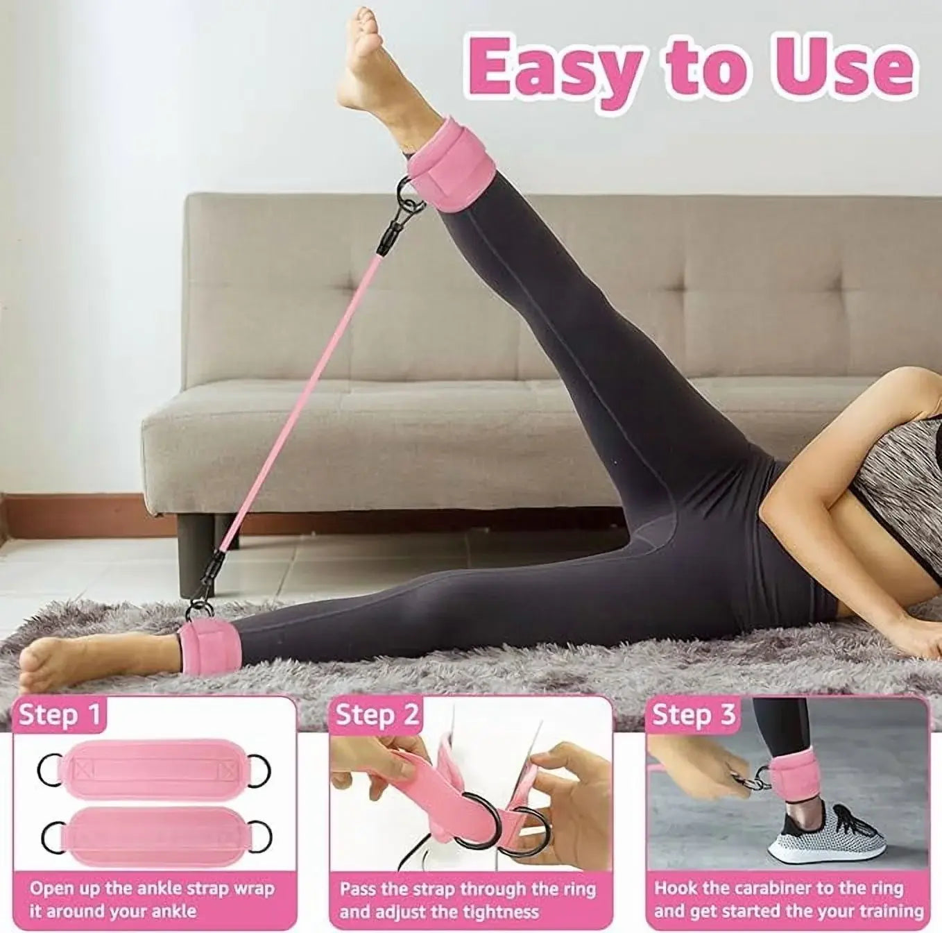 Ankle Resistance Bands with Cuffs, Glutes Workout Equipment,Ankle Bands for Working Out, Butt Exercise for Women Legs and Glutes Genreen