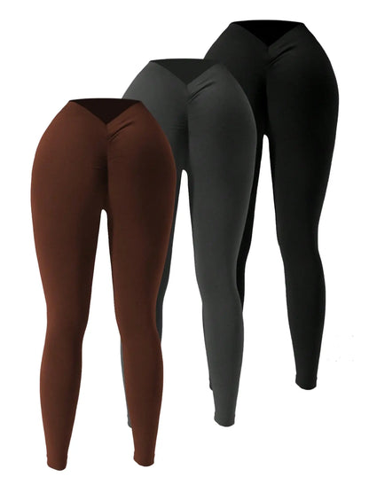 Women'S Sporty Stretchy High Waist Tight-Fitting Yoga Pants, Skinny Sports Leggings, Running & Outdoor Fitness Wear, Plain Pattern, Moderate Fabric, All-Season Use, High Waist Activewear, Fitness Clothes